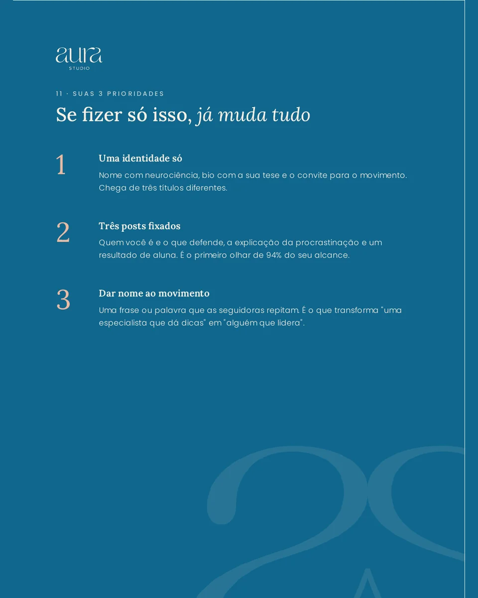 Página das 3 prioridades e do passo a passo dividido por semanas em um diagnóstico real